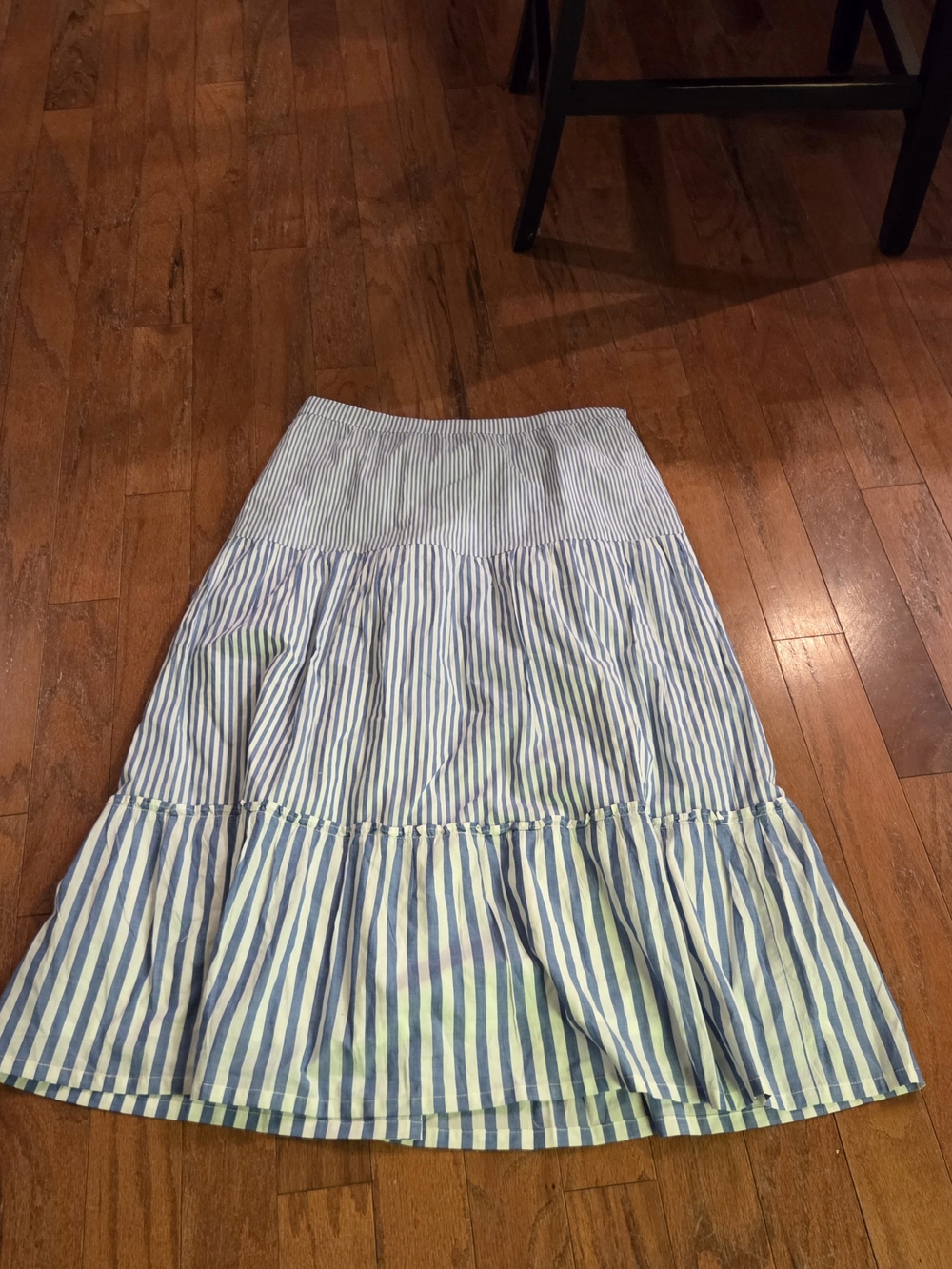J. Crew Medium Tiered Blue Striped Skirt